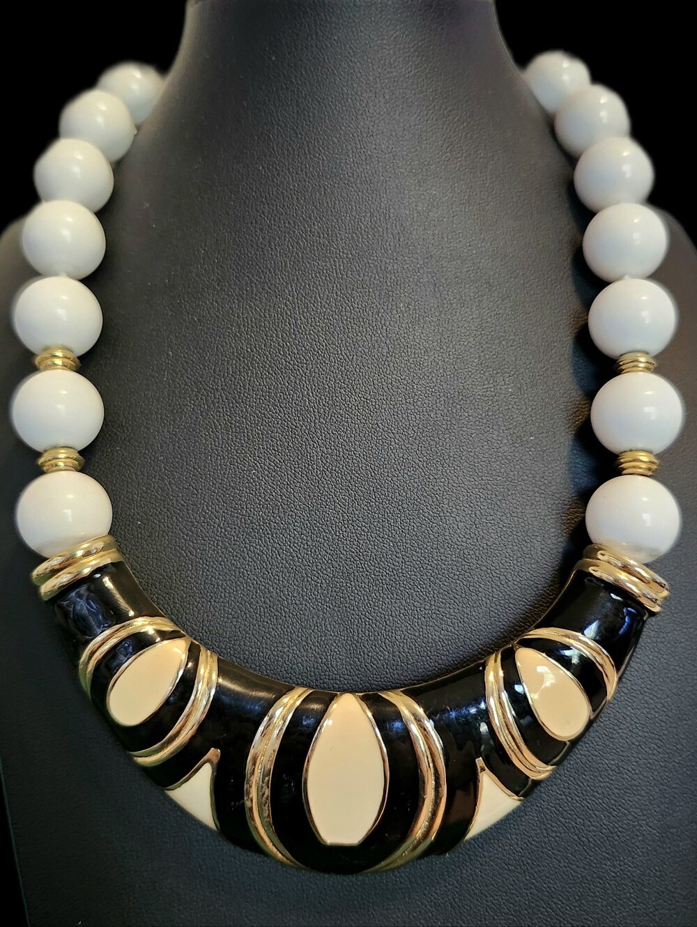 Vintage Les Benard 80s Art Deco Revival Statement Collar Necklace